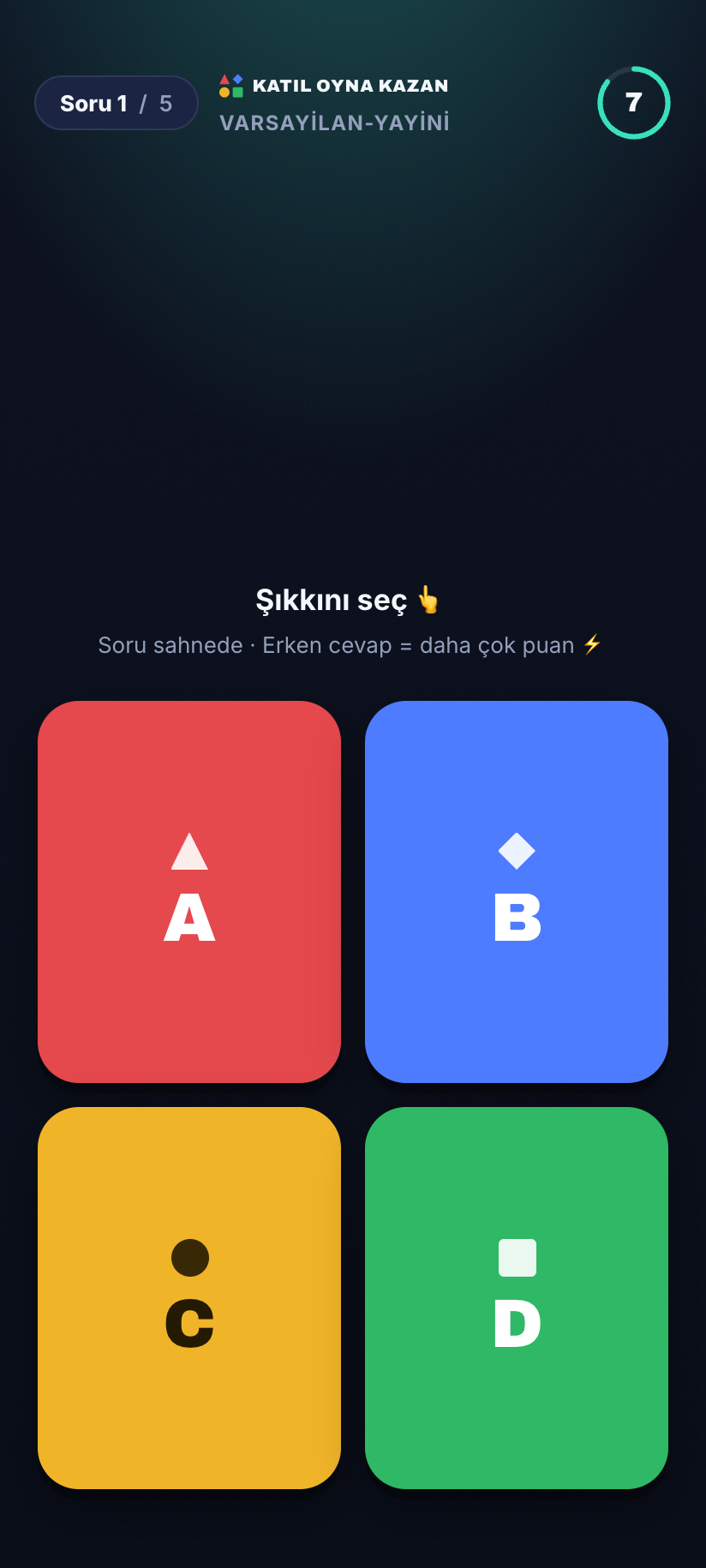 Katılımcının telefonundaki cevap ekranı